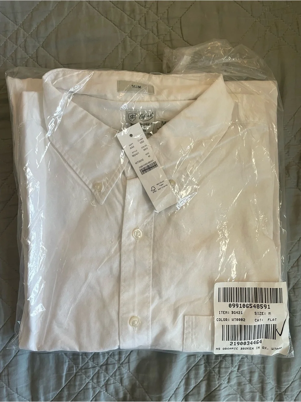J. Crew Slim Broken-in organic cotton oxford shirt in White Size M $98 BG421